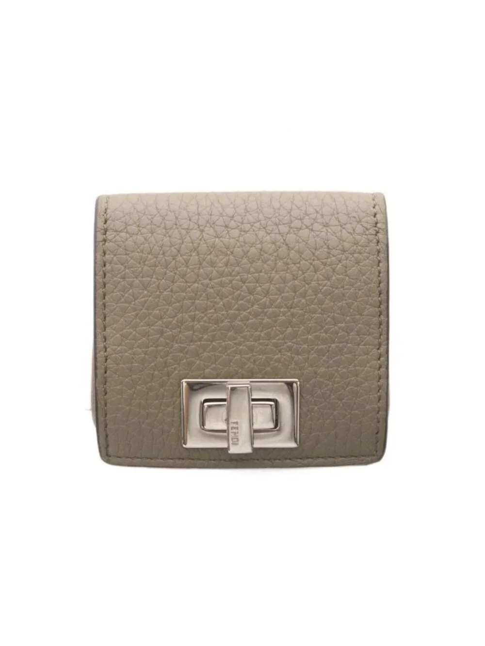 Fendi Peekaboo Coin Purse Wallet Gray Ju Leather